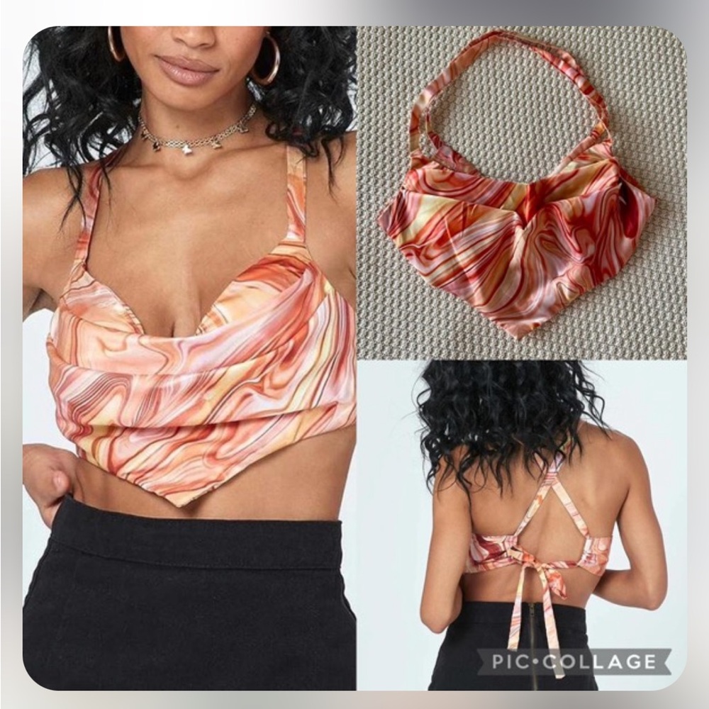 Princess Polly Swirl Patterned Halter Top